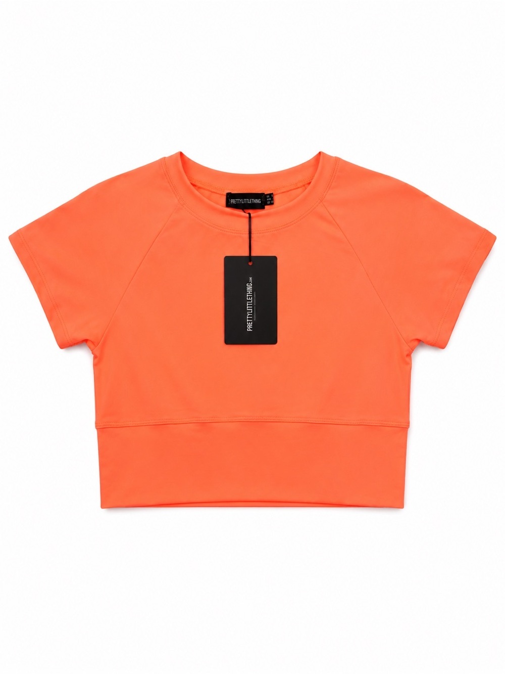 PrettyLittleThing Petite Neon Coral Cropped Sport T-Shirt | US 8 / UK 12 | NWT